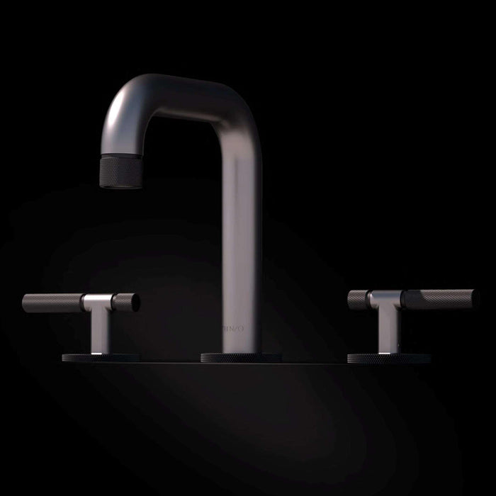 Bellacio-C Bathroom Faucet with Drain - Widespread - 8" Brass/Matt Black