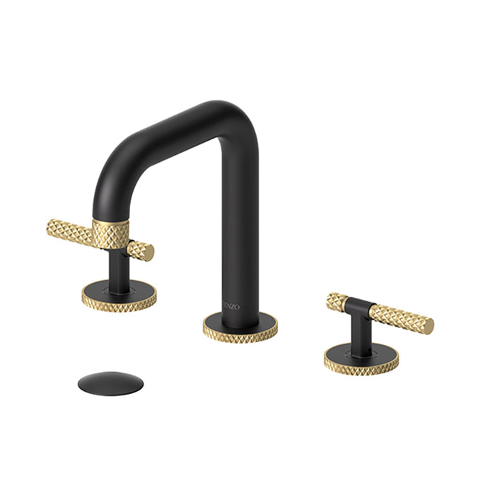 Bellacio-C Bathroom Faucet with Drain - Widespread - 8" Brass/Matte Black/Brushed Gold