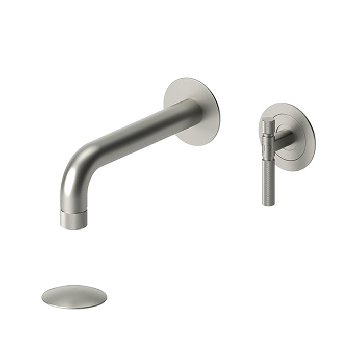 Bellacio-F Complete Bathroom Faucet with Drain - Wall Mount - 5" Brass/Brushed Nickel