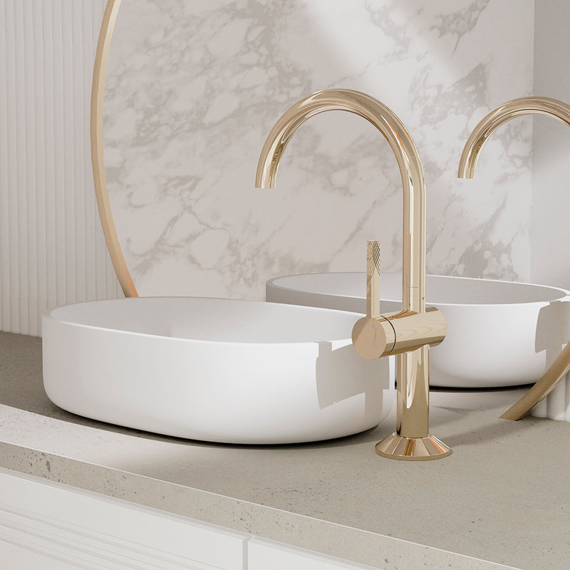 Paloma Round Bathroom Faucet - Single Hole - 12" Brass/Gun Metal