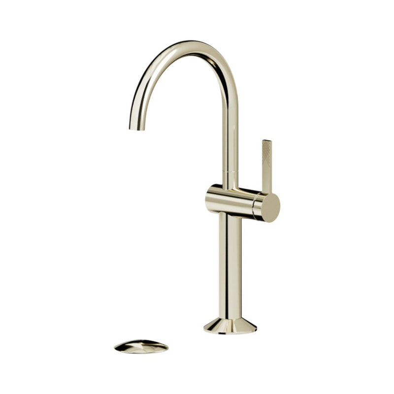 Paloma Vessel Sink Round Bathroom Faucet - Single Hole - 14" Brass/Champain Gold