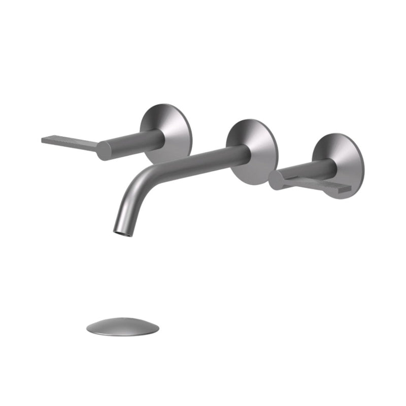 Paloma Round Bathroom Faucet - Widespread-Wall Mount - 8" Brass/Gun Metal