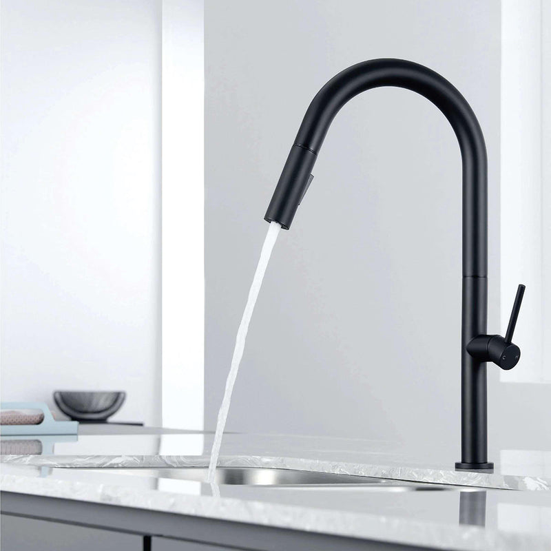 Amador Swivel Pull Down Kitchen Faucet - Single Hole - 18" Brass/Stainless Steel