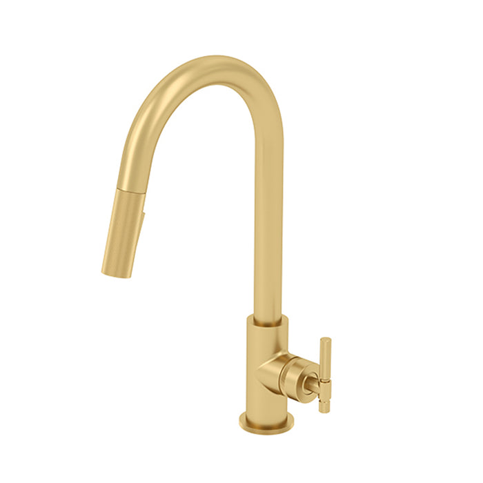 Bellacio-F Swivel Pull Down Kitchen Faucet - Single Hole - 17" Brass/Brushed Gold