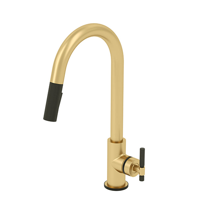 Bellacio-F Swivel Pull Down Kitchen Faucet - Single Hole - 17" Brass/Brushed Gold/Matt Black