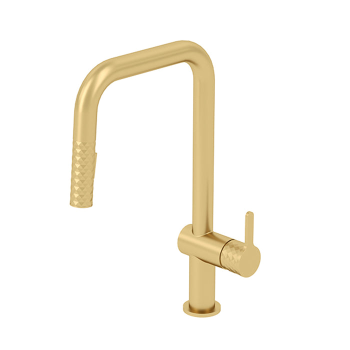 Calozy Swivel Pull Down Kitchen Faucet - Single Hole - 17" Brass/Brushed Gold