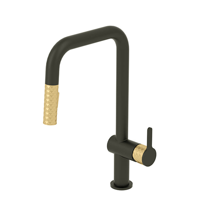 Calozy Swivel Pull Down Kitchen Faucet - Single Hole - 17" Brass/Matte Black/Brushed Gold