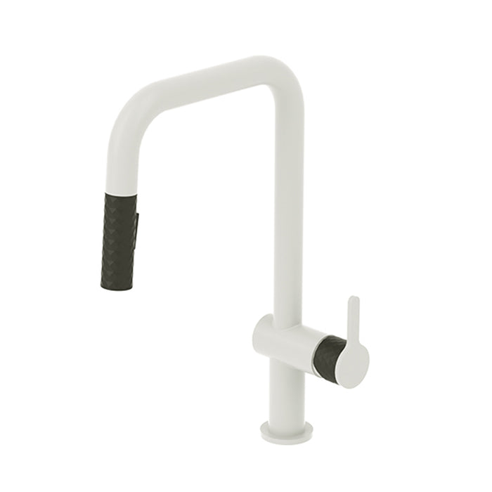 Calozy Swivel Pull Down Kitchen Faucet - Single Hole - 17" Brass/Matte White/Matte Black