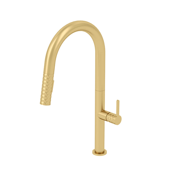 Calozy Swivel Pull Down Kitchen Faucet - Single Hole - 18" Brass/Brushed Gold