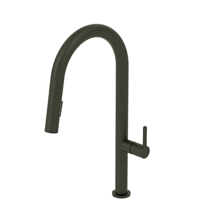 Calozy Swivel Pull Down Kitchen Faucet - Single Hole - 18" Brass/Matt Black