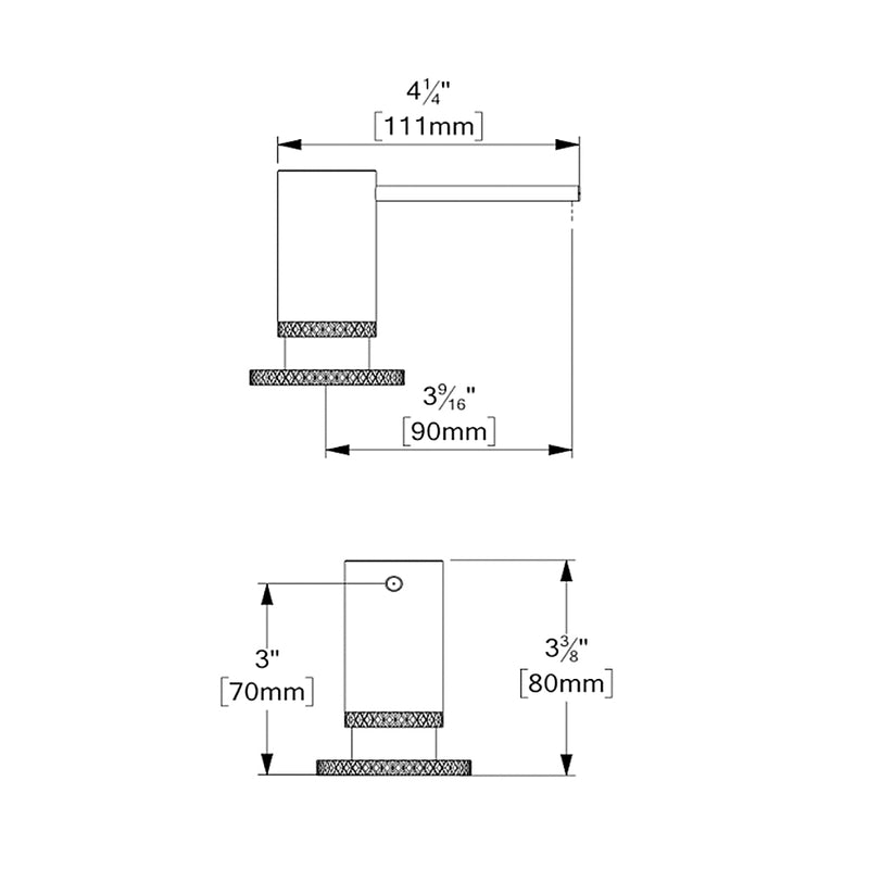 Bellacio-F Kitchen Soap Dispenser - Built-In - 4" Brass/Brushed Gold