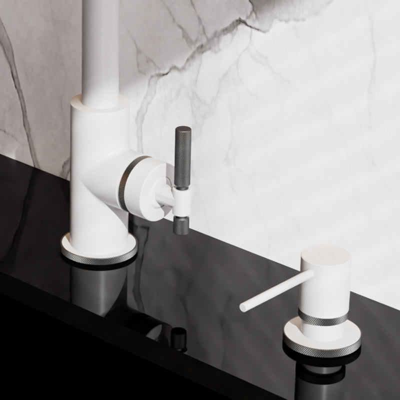 Bellacio-F Kitchen Soap Dispenser - Built-In - 4" Brass/Matt Black