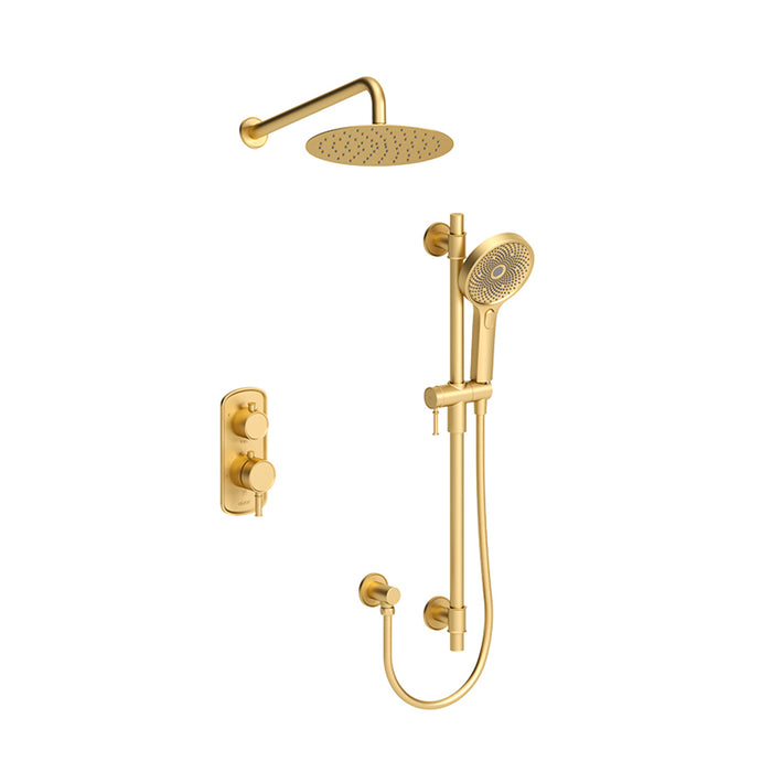 Alyss 2-Way Thermostatic Trim Complete Shower Set - Wall Mount - 10" Brass/Brushed Gold