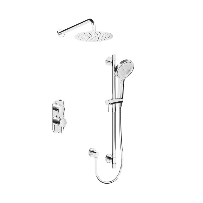 Alyss 2-Way Thermostatic Trim Complete Shower Set - Wall Mount - 10" Brass/Polished Chrome