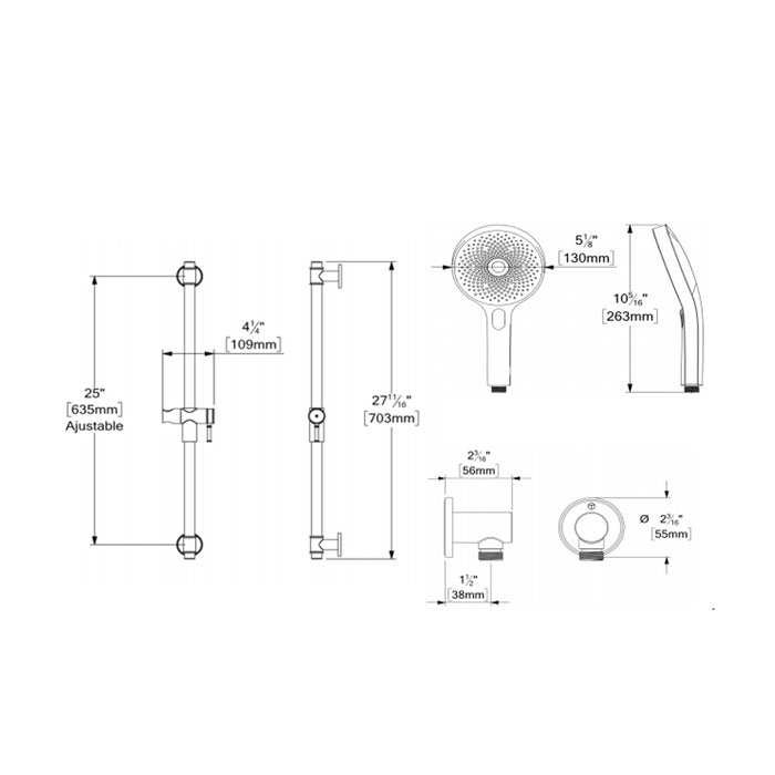 Alyss 2-Way Thermostatic Trim Complete Shower Set - Wall Mount - 10" Brass/Polished Chrome