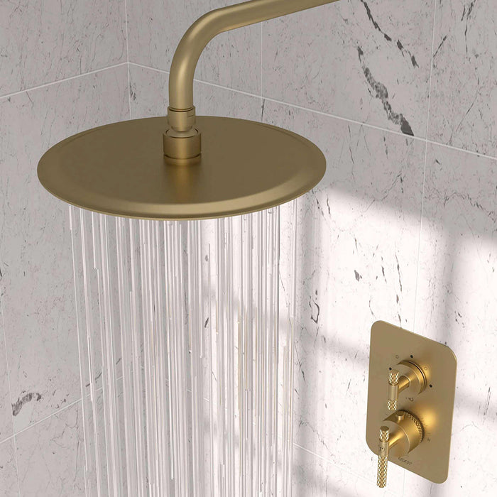 Bellacio-C 2-Way Thermostatic Trim Complete Shower Set - Wall Mount - 10" Brass/Matte Black/Brushed Gold