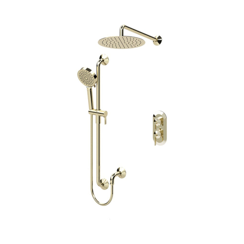 Paloma 2 Way Thermostatic Complete Shower Set - Wall Mount - 12" Brass/Champain Gold
