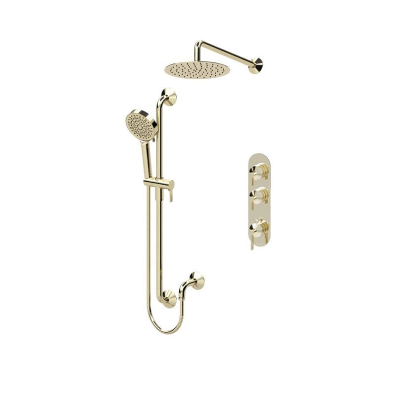 Paloma Extenza 2 Way Thermostatic Complete Shower Set - Wall Mount - 10" Brass/Champain Gold