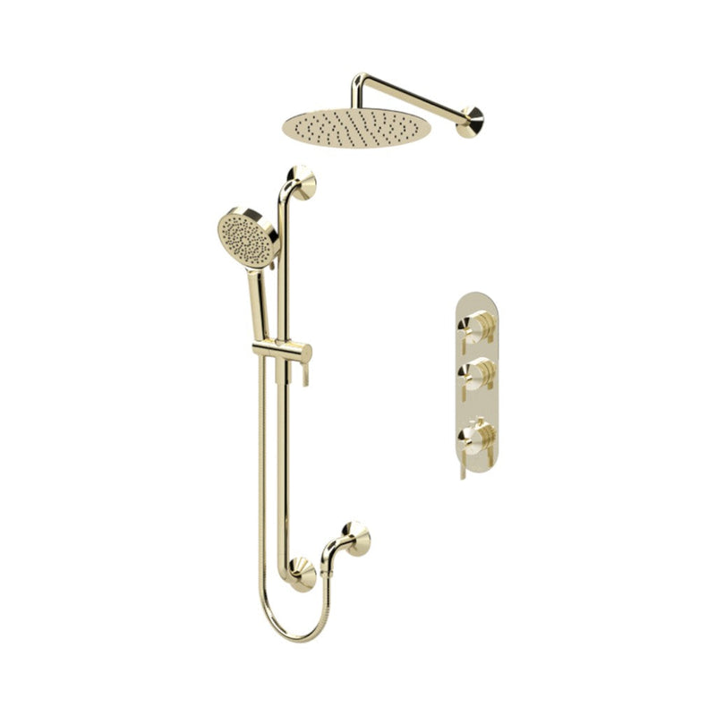 Paloma Extenza 2 Way Thermostatic Complete Shower Set - Wall Mount - 12" Brass/Champain Gold