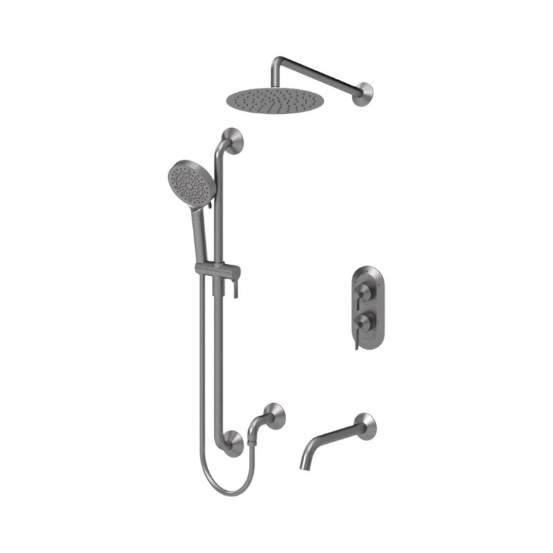 Paloma 3 Way Pressure Balance Complete Shower Set - Wall Mount - 10" Brass/Gun Metal