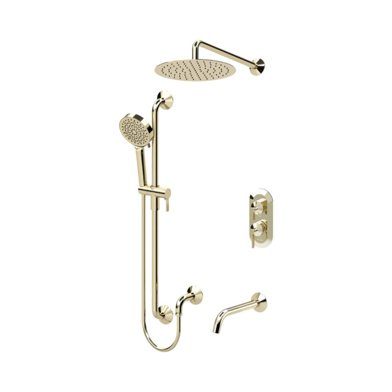 Paloma 3 Way Pressure Balance Complete Shower Set - Wall Mount - 12" Brass/Champain Gold