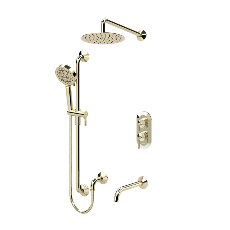 Paloma 3 Way Thermostatic Complete Shower Set - Wall Mount - 10" Brass/Champain Gold