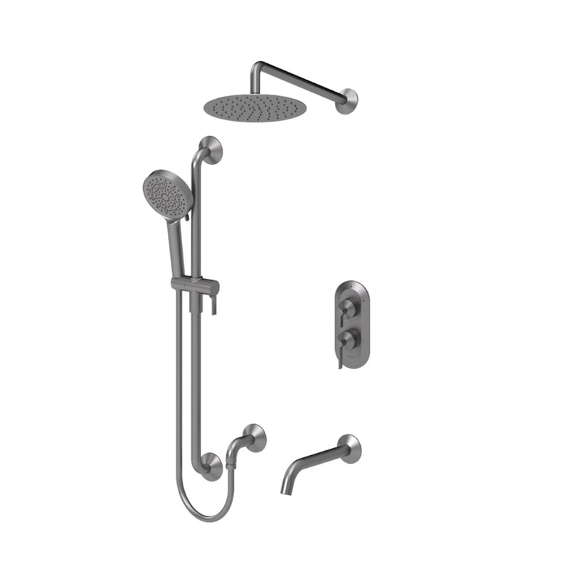 Paloma 3 Way Thermostatic Complete Shower Set - Wall Mount - 10" Brass/Gun Metal