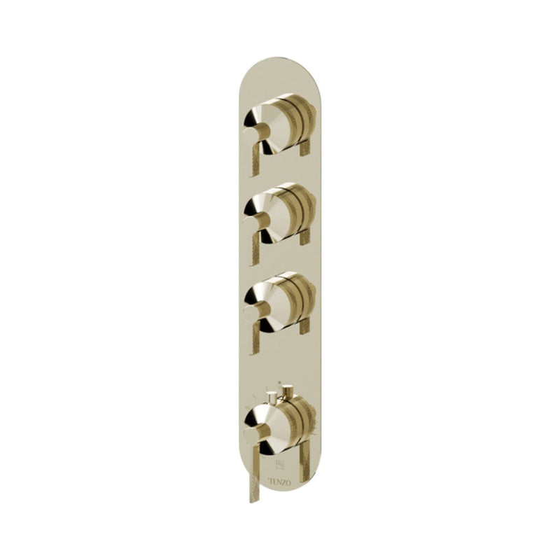 Paloma Extenza 3 Way Thermostatic Shower Mixer - Wall Mount - 15" Brass/Champain Gold
