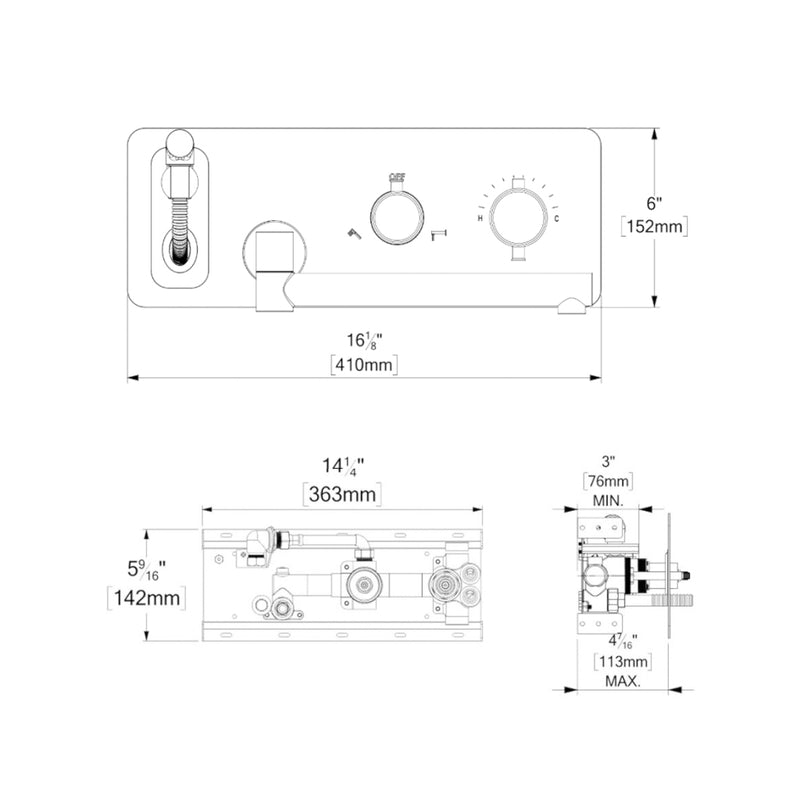 Alyss Complete Swivel Spout Tub Faucet - Wall Mount - 16" Brass/Polished Chrome