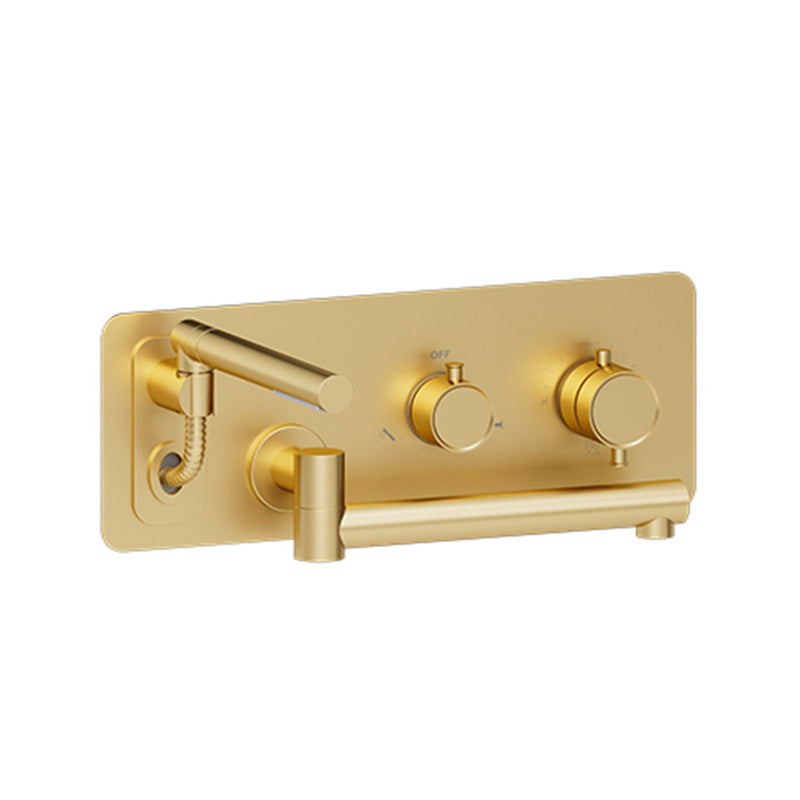 Alyss Complete Swivel Spout Tub Faucet - Wall Mount - 16" Brass/Brushed Gold