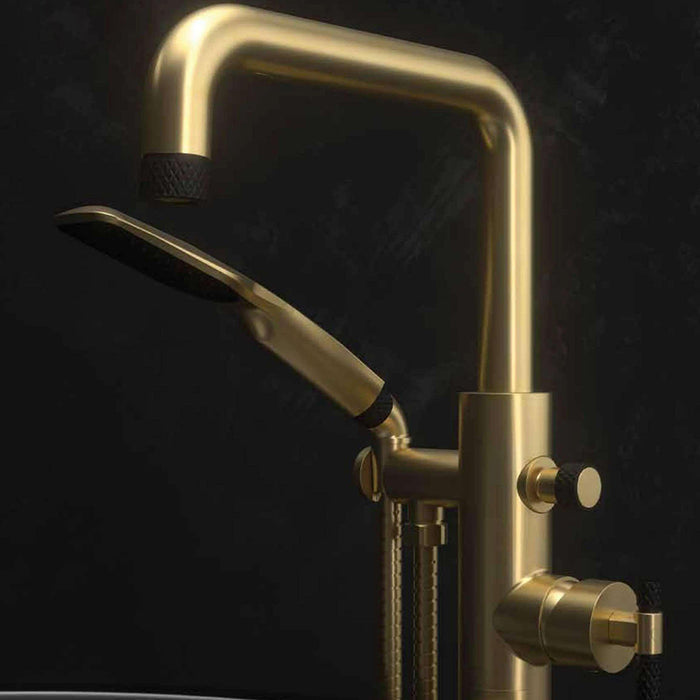 Bellacio-C Complete Tub Faucet - Free Standing - 38" Brass/Matte Black/Brushed Gold