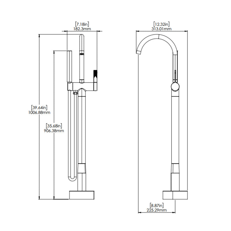 Paloma Round Complete Tub Faucet - Free Standing - 40" Brass/Champain Gold