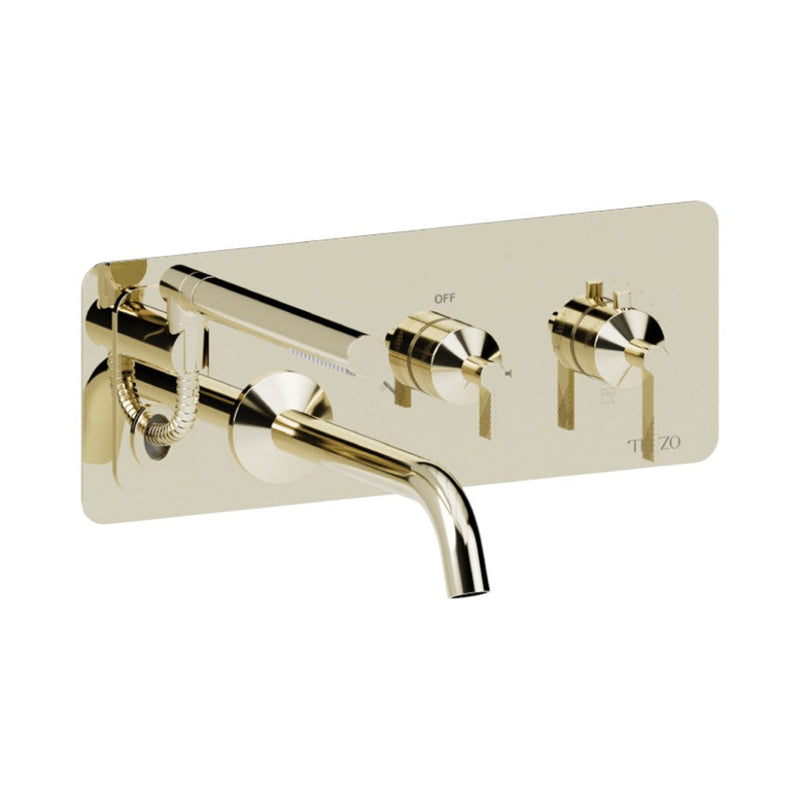 Paloma Retractable Hose Complete Tub Faucet - Wall Mount - 16" Brass/Champain Gold