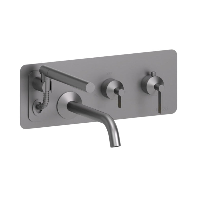 Paloma Retractable Hose Complete Tub Faucet - Wall Mount - 16" Brass/Gun Metal