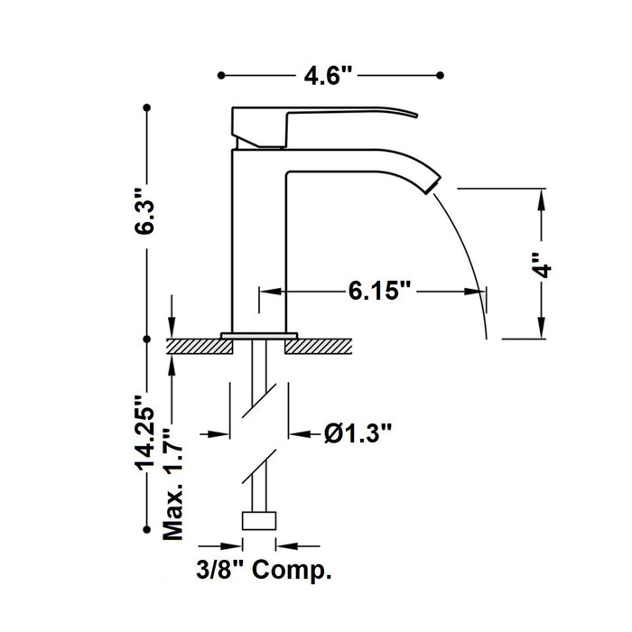 Cuadro Waterfall Bathroom Faucet - Single Hole - 7" Brass/Matt Black