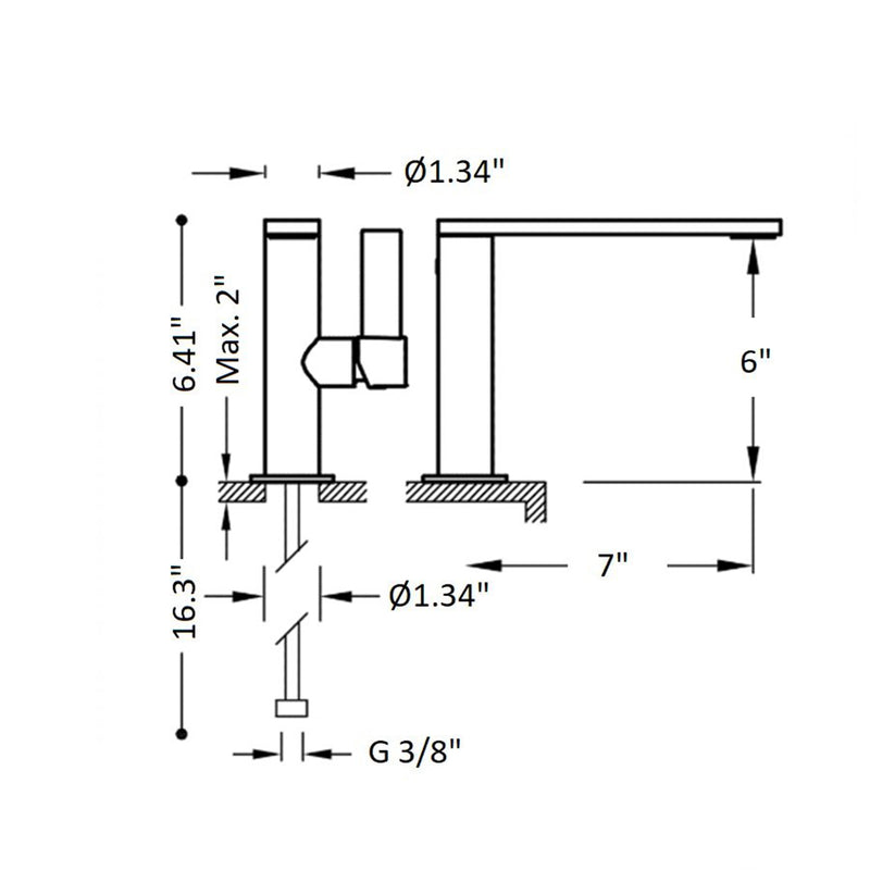 Project-tres Bathroom Faucet - Single Hole - 7" Brass/Polished Chrome