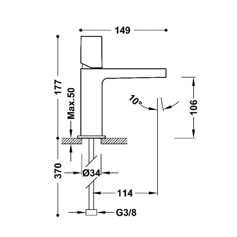 Project-tres Bathroom Faucet - Single Hole - 7" Brass/Polished Chrome