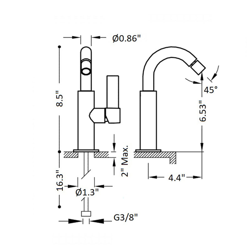 Project-tres Bidet Faucet - Single Hole - 9" Brass/Matt Black
