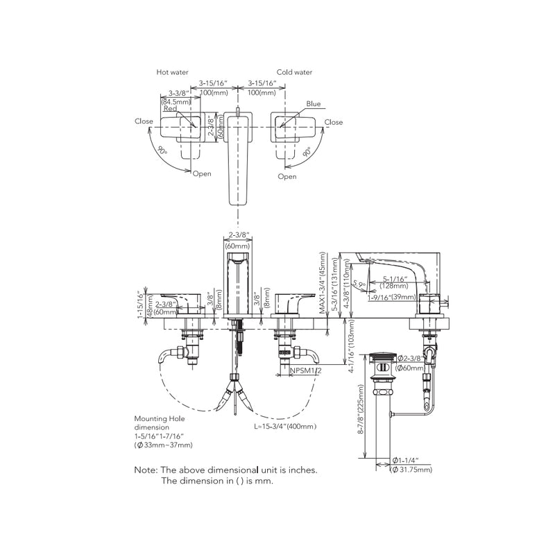 Ge Bathroom Faucet - Widespread - 8" Brass/Brushed Nickel