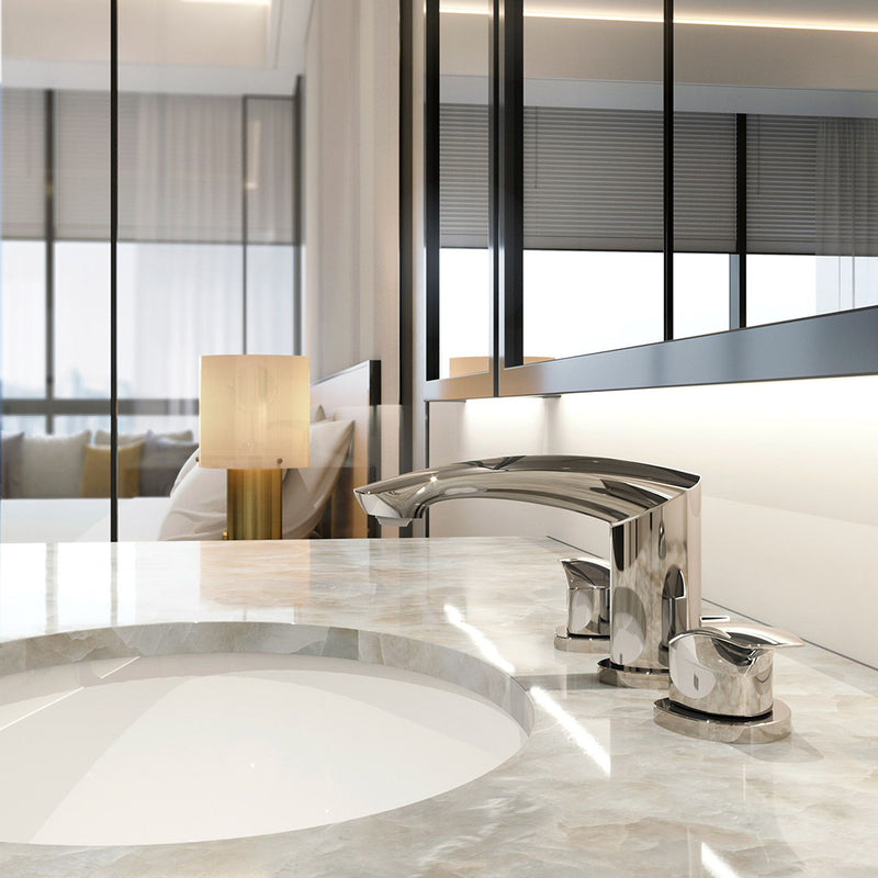 Gm Bathroom Faucet - Widespread - 8" Brass/Polished Chrome