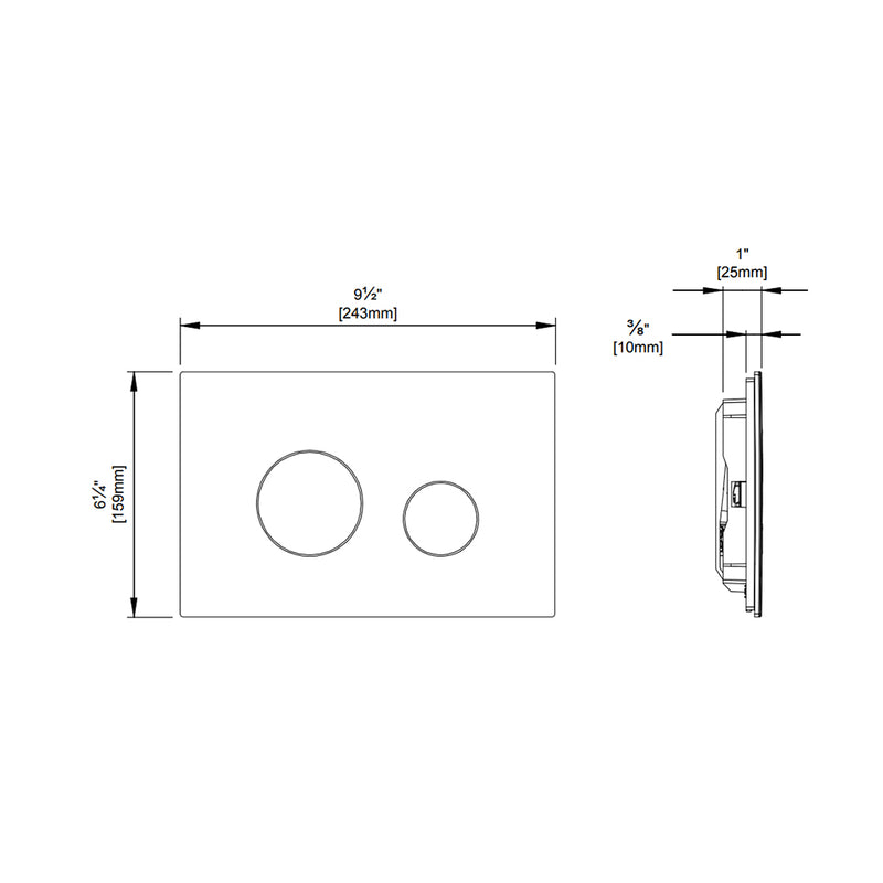 Basic Round Dual Toilet Flush Plate - Wall Mount - 10" Abs/Matte Silver