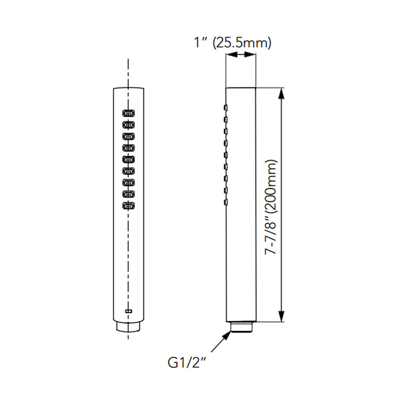 G Cylindrical 1 Mode Hand Shower - Wall Mount - 8" Abs/Polished Nickel
