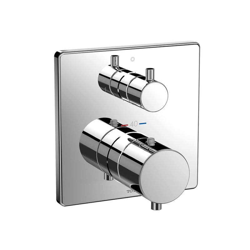 Mini Unit 2 Way Thermostatic Mixing Valve Shower Mixer - Wall Mount - 6" Brass/Polished Chrome