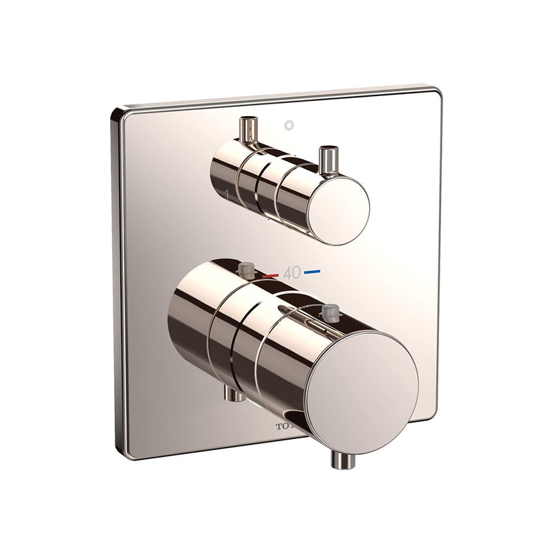 Mini Unit 2 Way Thermostatic Mixing Valve Shower Mixer - Wall Mount - 6" Brass/Polished Nickel