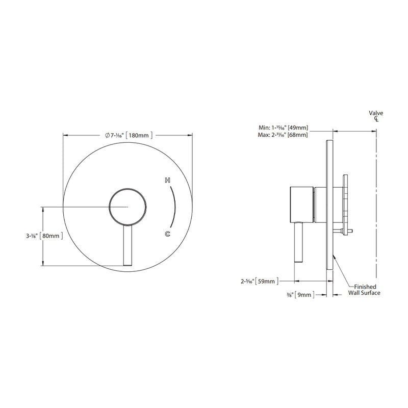 G Complete Pressure Balance Shower Mixer - Wall Mount - 8" Brass/Polished Nickel