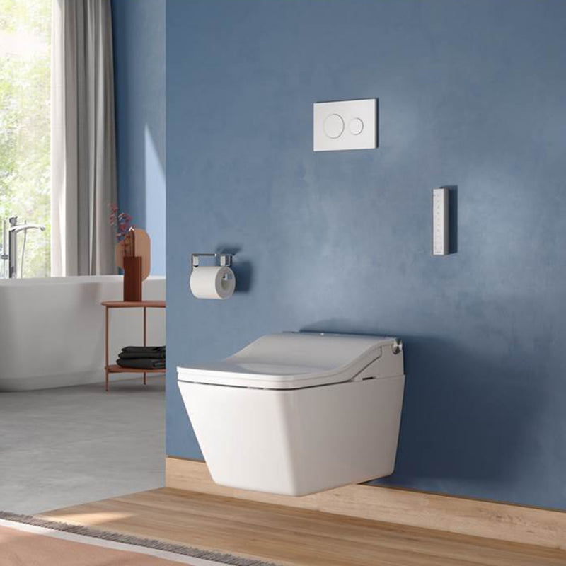 SP Washlet+ SW Elongated One Piece Toilet with Electronic Bidet Seat - Wall Mount - 15" Vitreous China/Cotton/Matte Silver