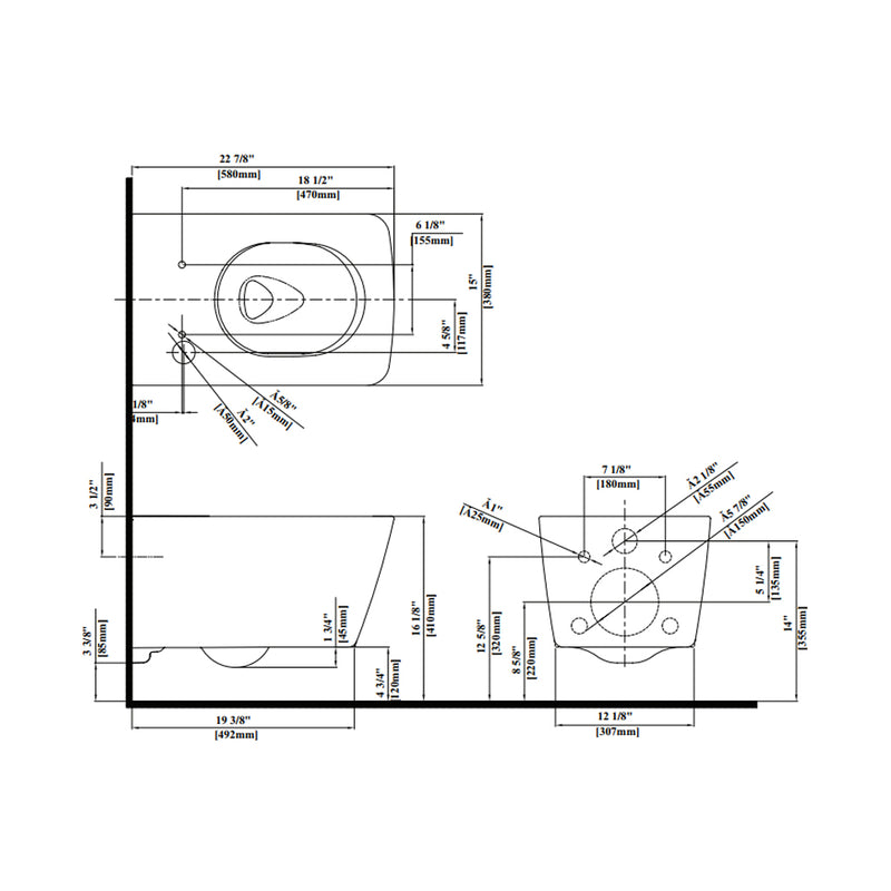 SP Washlet+ SW Elongated One Piece Toilet with Electronic Bidet Seat - Wall Mount - 15" Vitreous China/Cotton/Matte Silver