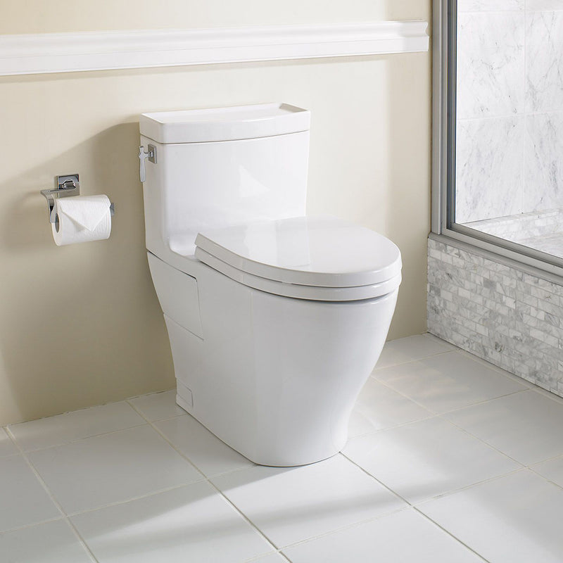 Aimes Elongated Complete One Piece Toilet - Floor Mount - 18" Vitreous China/Cotton