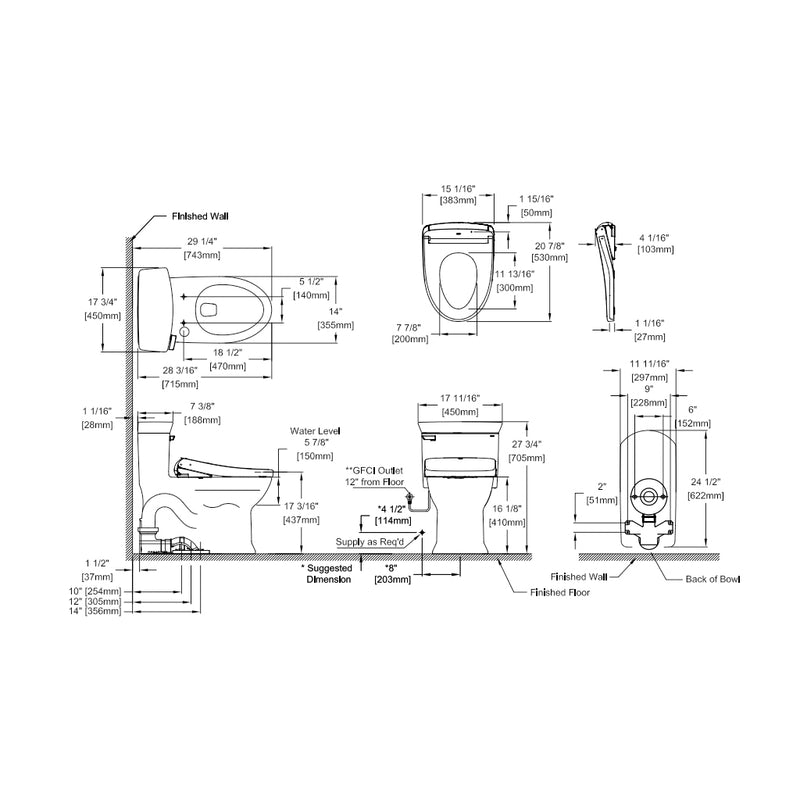 Soirée Washlet S7A Classic Complete Auto Flush One Piece Toilet with Smart Bidet Seat - Floor Mount - 18" Vitreous China/Cotton - Last Unit Special Offer