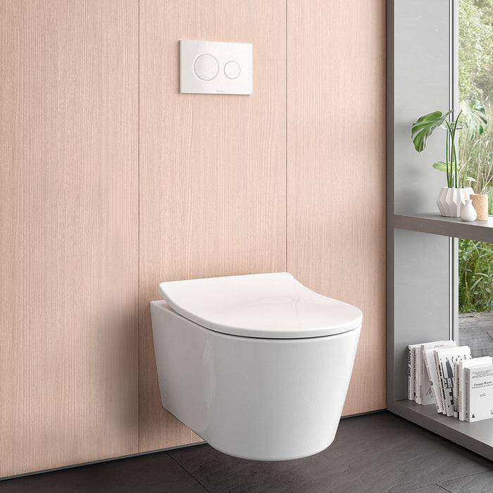 RP Wall-Hung Toilet and In-Wall Tank System - Wall Mount - 15" Vitreous China/Cotton/Matte Silver